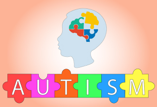 image representant un enfant de profil avec ecrit autism en dessous